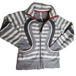 Lululemon Cosy Up Zip Up Jacket Grey, White With  Thumbholes Size 4